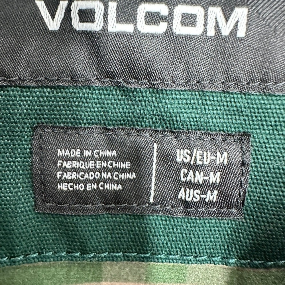 Volcom Oak Drive Jacket Green Plaid Lined Full Zip Men Medium Casual Cotton NWT - Picture 4 of 10